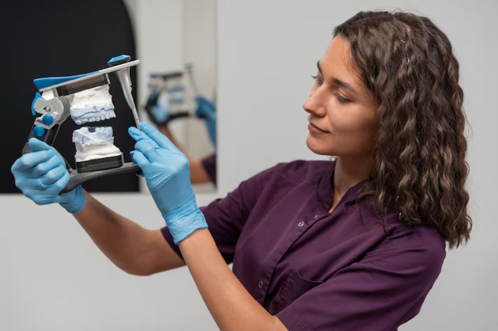 dentist showing dental implant report